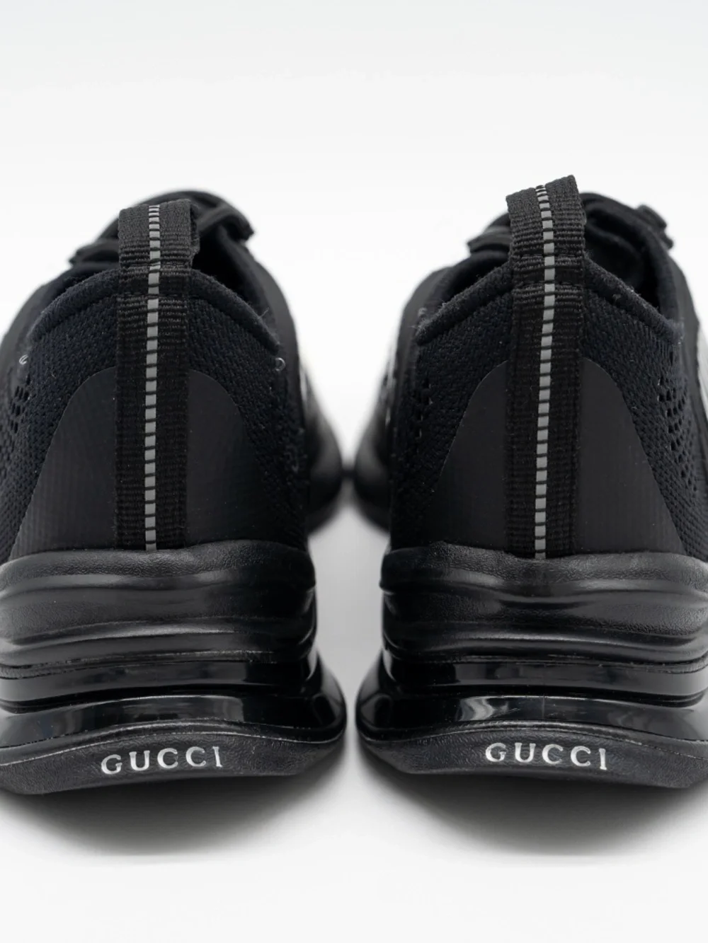 Gucci Run Knit Sneakers Triple Black GG Mens size 5.5G 6 US